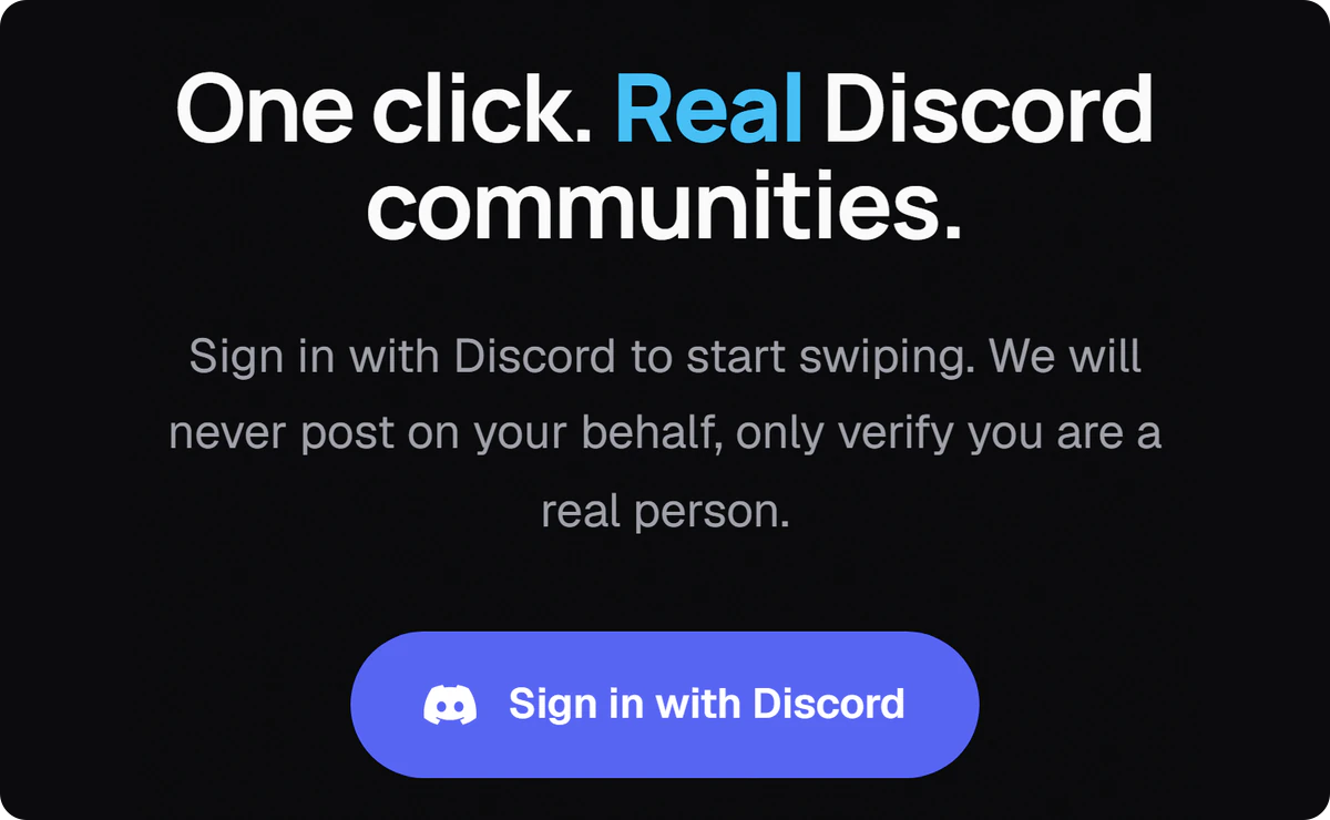 A página de login com o botão Entre com o Discord.